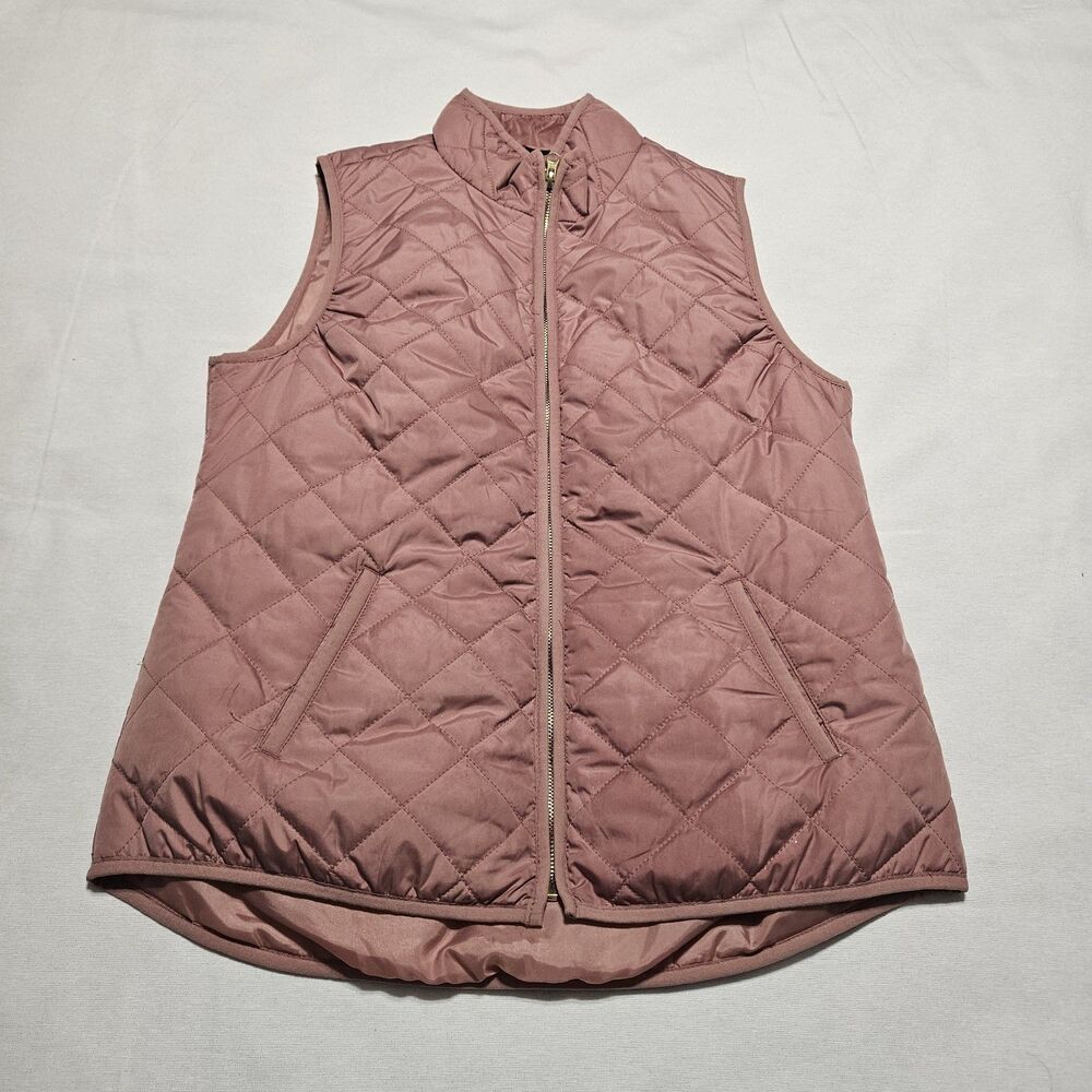 Old Navy Quilted Puffer Vest Womens Medium Dusty Pink Mauve Full Zip Lightweight